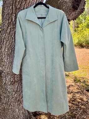 Vintage UltaSuede Fabric Brand Light Teal Long Coat.Size Large